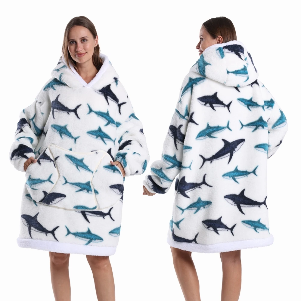 

Зимняя женская и мужская толстовка с капюшоном большого размера с животным дизайном на Хэллоуин, теплое мягкое рождественское телевизионное одеяло