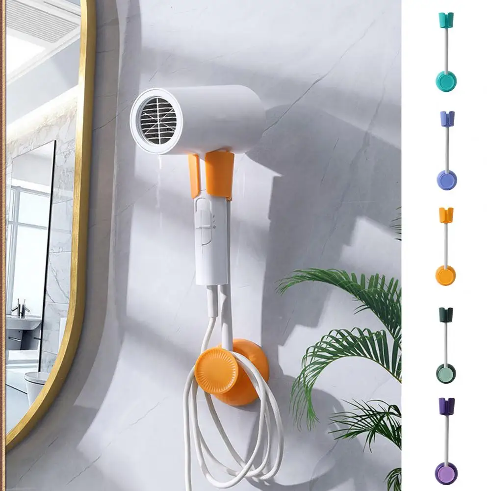 Hair Dryer Rack Hair Dryer Bracket Rotatable Design Strong Load-bearing Saving Space Non-slip Wall Mounted Storage Bathroom Supp