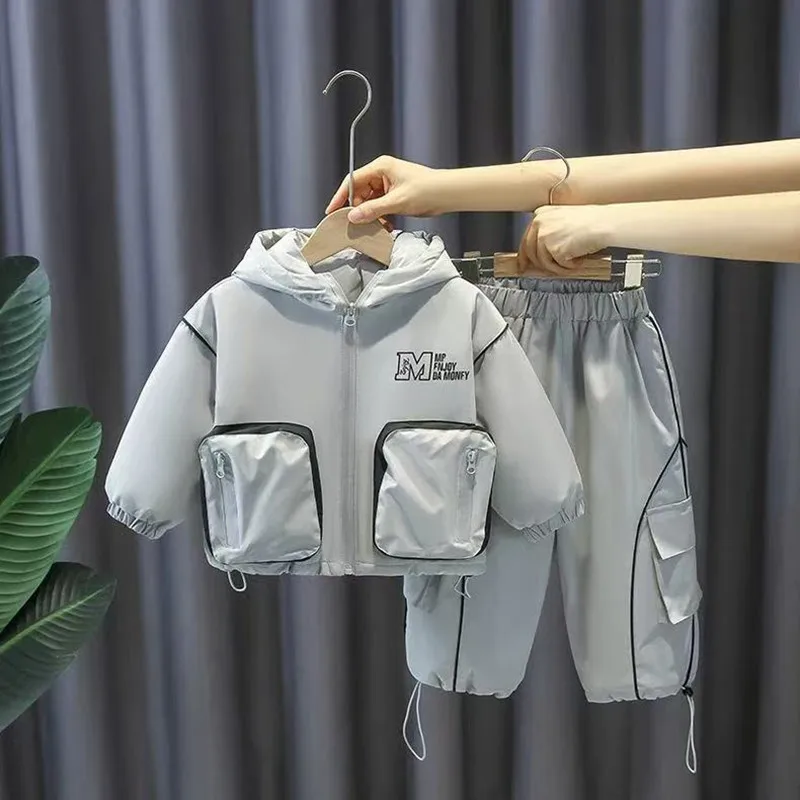 

2026 New Autumn and Winter Girls Boys Clothes Children Sports Suit Thick Tracksuit Jacket + Sports Pant Two-piece Set 1-6 Years