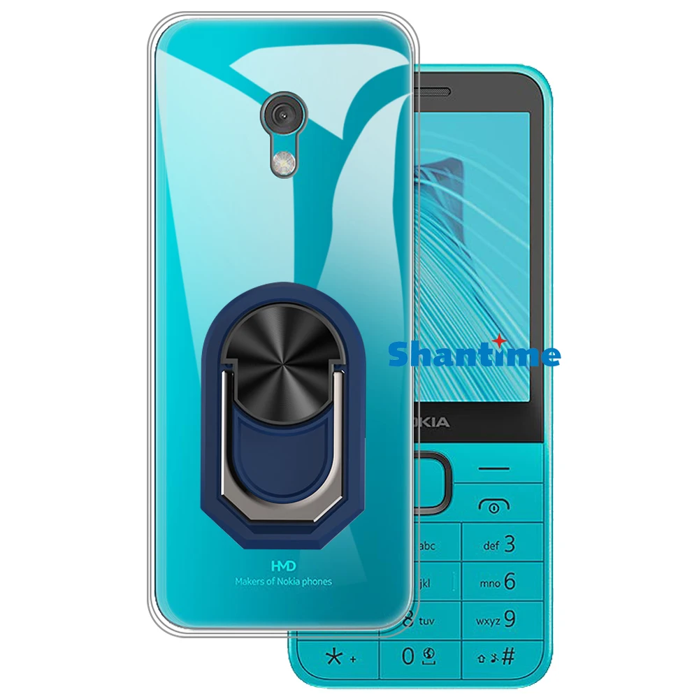 Luxury Shockproof Ring Holder For Nokia 235 4G 2024 Case Soft Silicone TPU Protective Holder Cover For Nokia 235 4G 2024