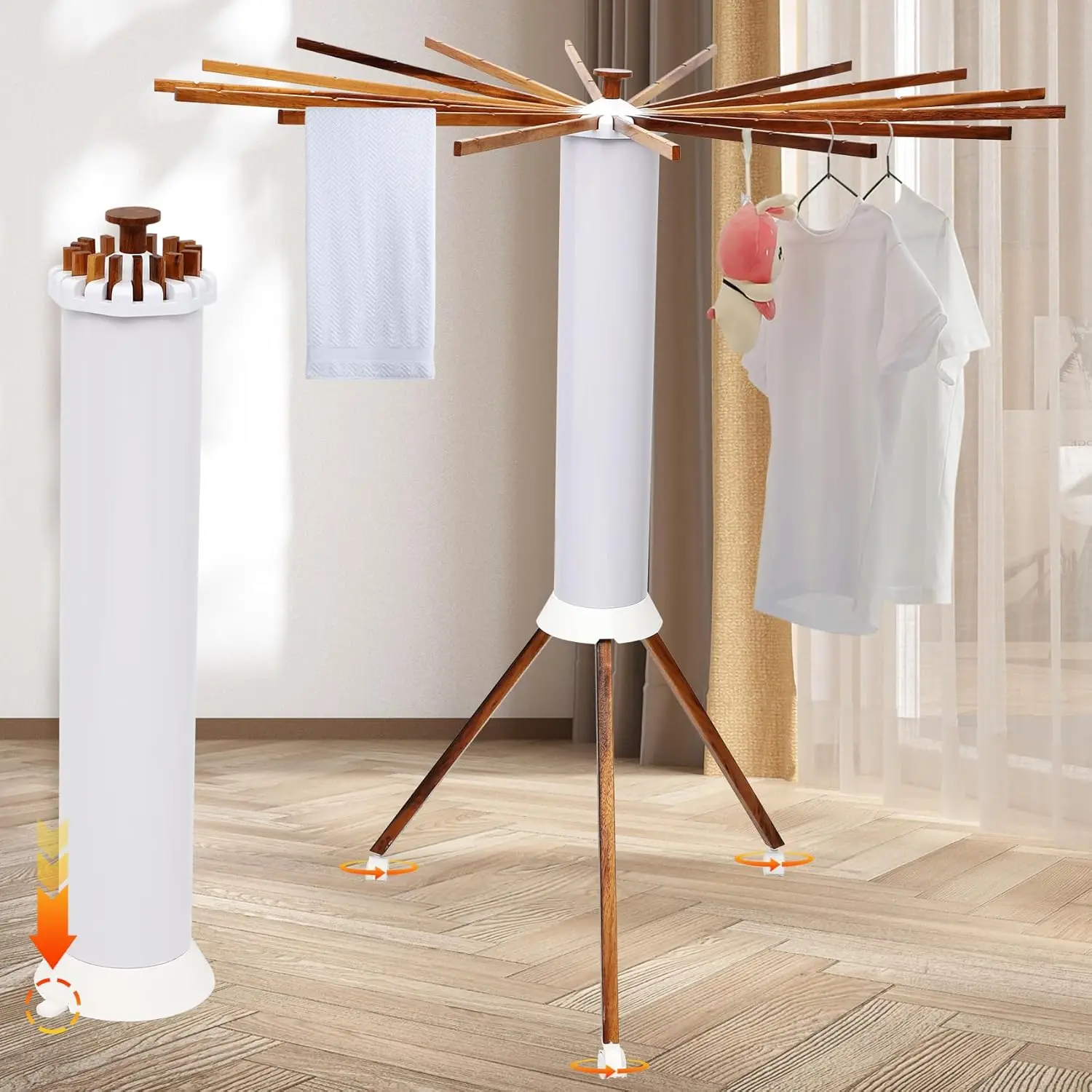 

Clothes Drying Rack Laundry Drying Rack Wall Mounted [No-Drill Drilling to Choose] 3-Fold Laundry Drying Racks for Hanging Cloth