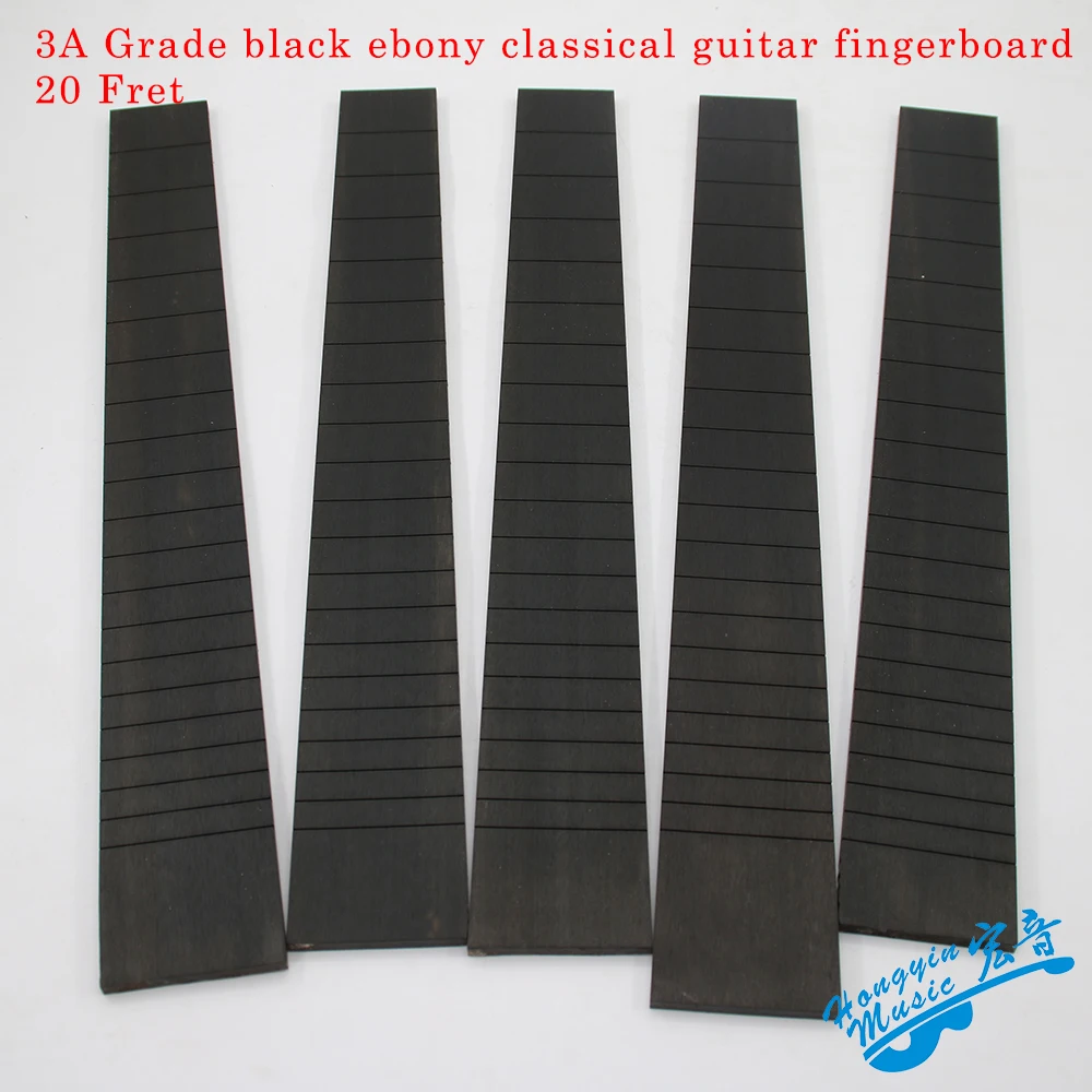 3A All Black Ebony Wood Fretboard For Classical Guitar 20 Frets Standard 650mm Chord Length HUATOOL
