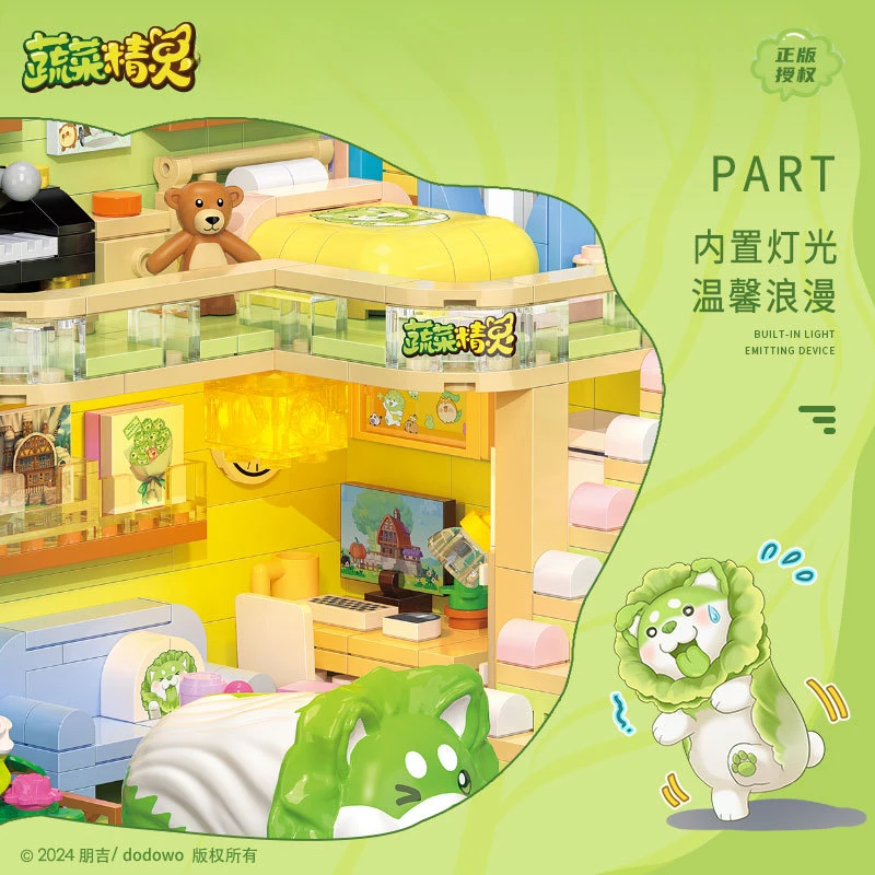 กะหล่ําปลีสุนัข Apartment Building Blocks House DIY Street View Series อนุภาคขนาดเล็กประกอบของขวัญวันเกิดของเล่นบล็อกอาคาร