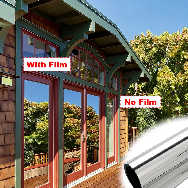 

1PC Privacy One Way Mirror Window Film Self Adhesive UV Block Heat Control Sun Protection Glass Sticker for Home Office Decor