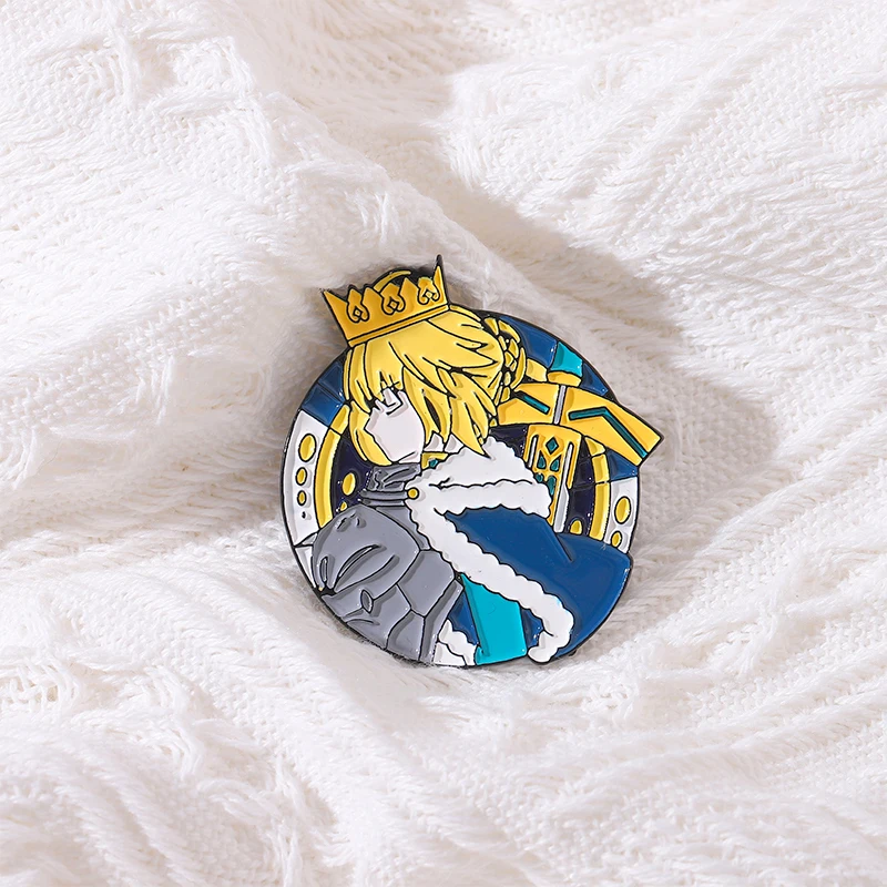 Saber Enamel Pins Custom Altria Pendragon Brooches Lapel Badges Cartoon Anime Fate Jewelry Gift for Fans Friends