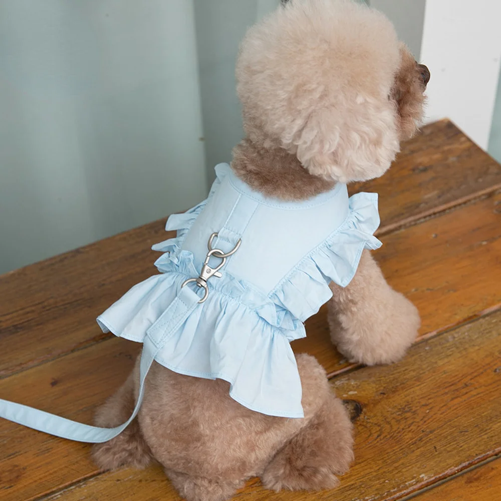 Lace Skirt Chest Strap Leash Walking Dog Cat Vest Clothes Teddy Yorkshire Schnauzer Maltese Bichon Dog Supplies Dog Collars