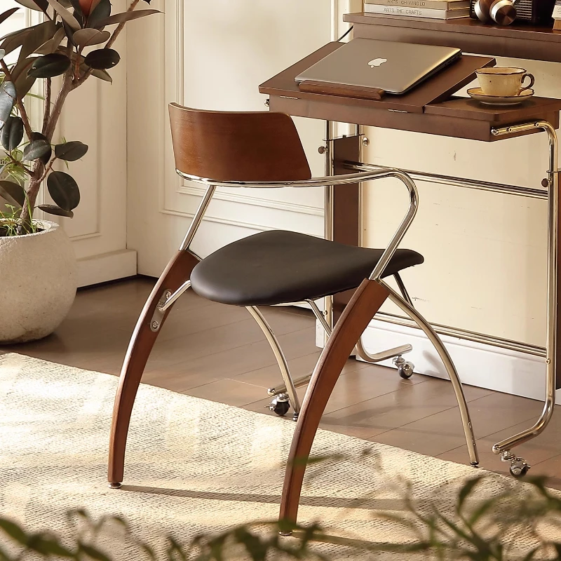 

Italian Bauhaus Style Dining Chairs Solid Wood Accent Chair Modern Kitchen Stool for Small Space Bedroom Single Makeup Chair