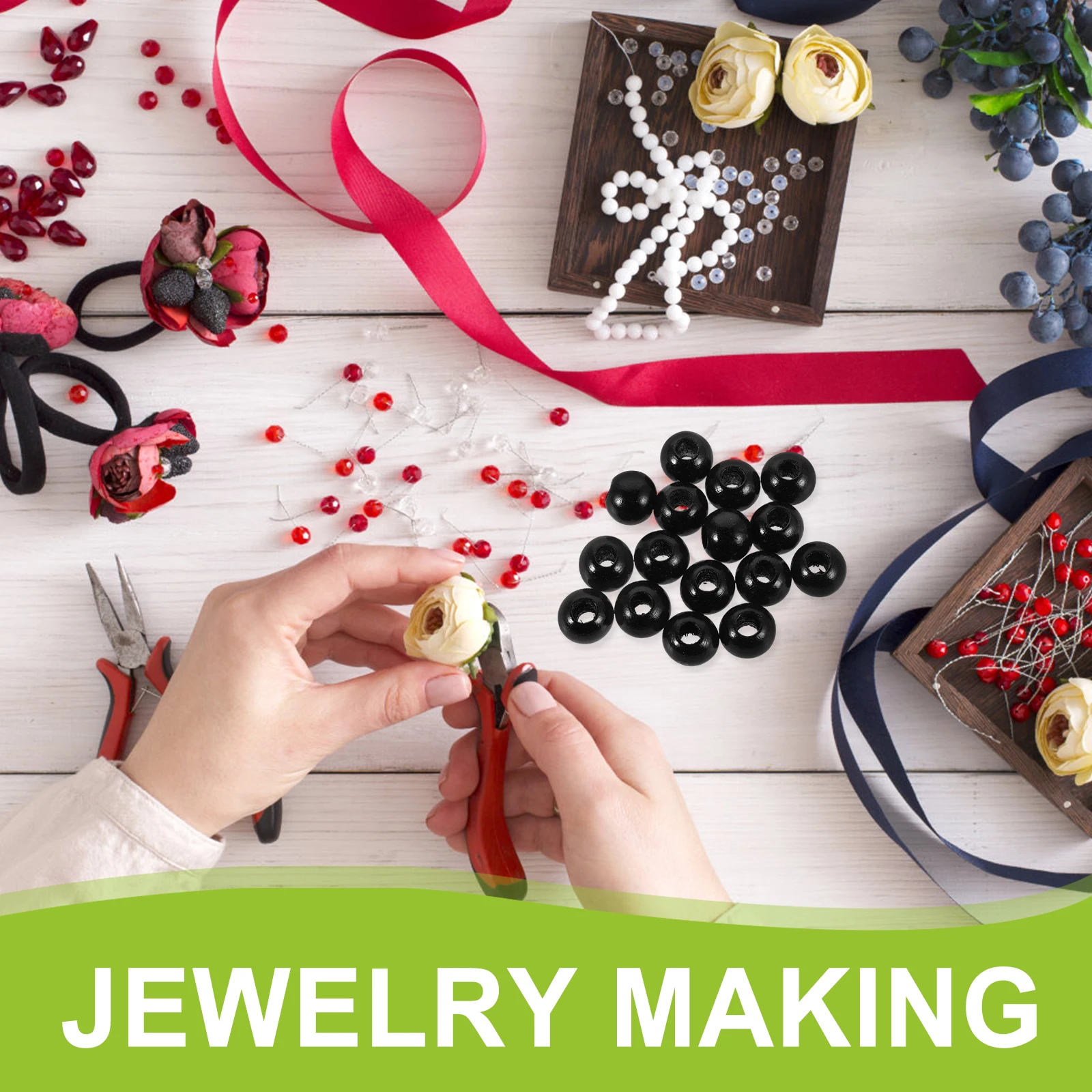 40 Pcs Wooden Bead Accessories Bracelet Beads Making Jewelry Diy Craft Decorative Handmade Crafts