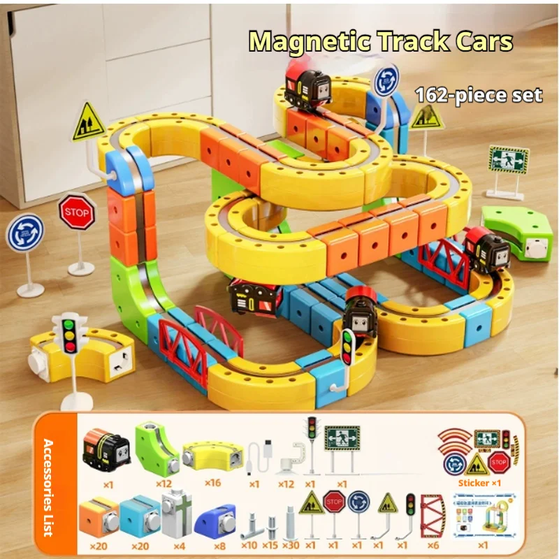 Neue Vielzahl Von Elektrischen Schienen Auto Anti-Schwerkraft Magnetische Zug Kinder Pädagogisches Diy Bausteine Zusammengebauten Weihnachten Spielzeug