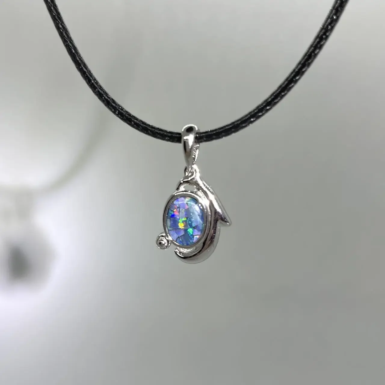 Classic Natural Australia Opal Stone Woman Fashion Style Necklace Blue Jewelry Mix Color  Plated 925 Silver Party Holiday Gift