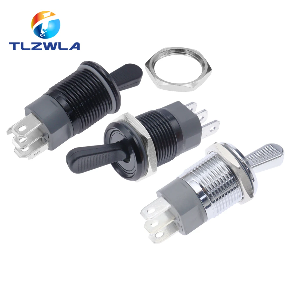 16MM Metal Toggle Switch Waterproof LED Light Self-locking 2 Position On Off Micro Button Switch 1NO1NC 15A 12V 220V 3pin/5pin