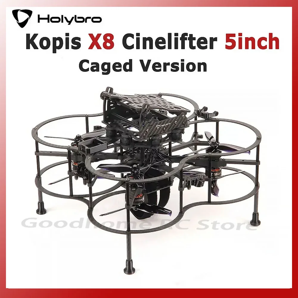 

Holybro Kopis X8 Cinelifter 5”- Caged FPV Frame Kit ARF PNP Kakute H7 Tekko32 F4 4in1 50A ESC F60 KV1750 Motor 5055S-3 Propeller