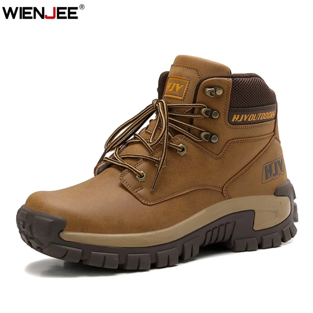 

Кожаные мужские ботинки с высоким берцем, дышащие армейские ботинки для пустыни, уличные нескользящие походные ботинки, мужские мотоциклетные ботинки, рабочие ботильоны