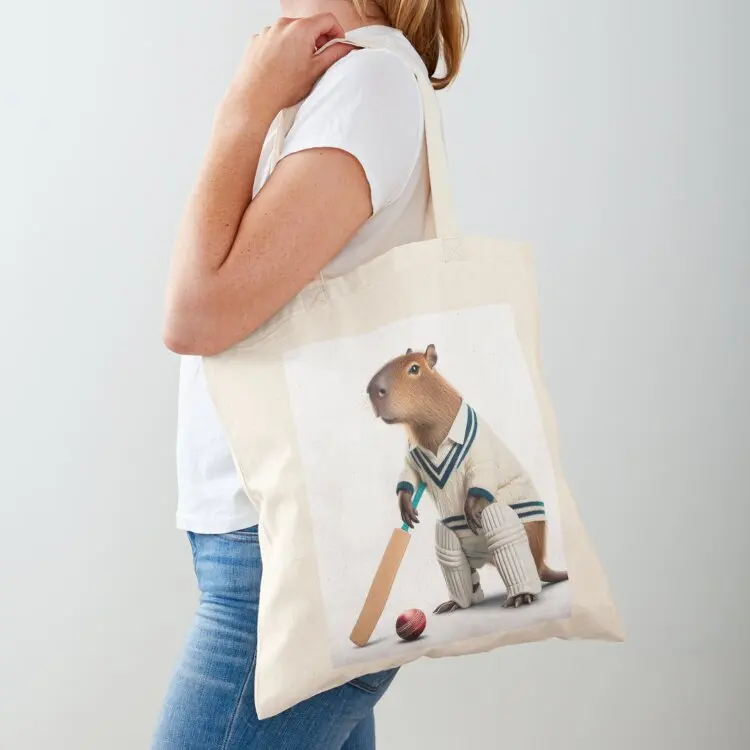 

Capybara Cricketer Tote Bag Portable shopping bag shopper bag women Women's shopper canvas bags