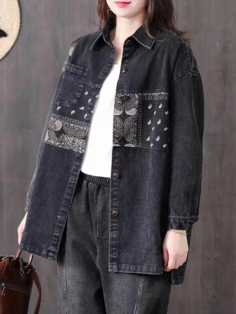 Max LuLu 2022 Spring New Korean Fashion Design Ladie Embroidery Denim Coats Womens Loose Casual Jackets Patchwork Gothic Clothes