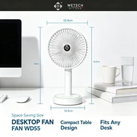 Ventilateur de bureau portatif rechargeable par micro USB, 1200mAh, 3 vitesses, ventilateur de refroidissement portable avec base détachable pour bureau, voyage, chambre à coucher, WD55 2