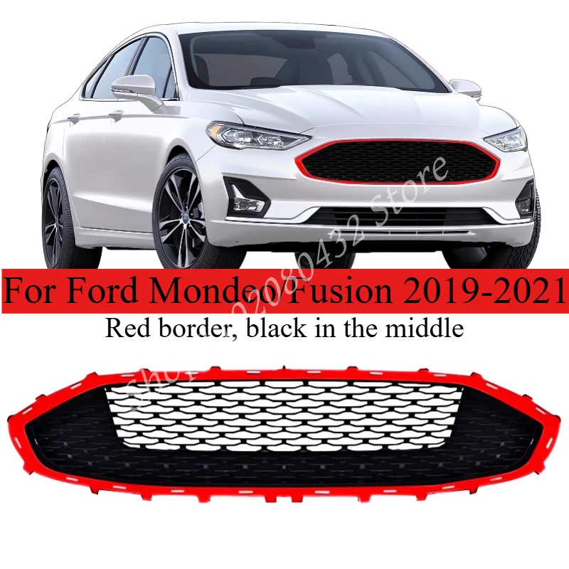 For Ford Mondeo/Fusion 2019-2021 Car Styling Modify Auto Mesh Mask Cover Front Bumper Racing Grille GRills Grill Fit