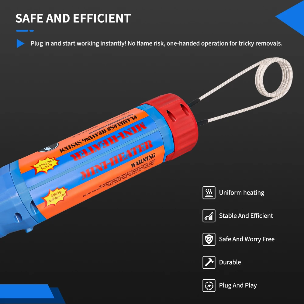 Degreat, riscaldatore a induzione magnetica portatile da 1100 W, senza fiamma, per rimuovere bulloni, eliminare ruggine e graffi, strumento a torcia per applicazioni a caldo.