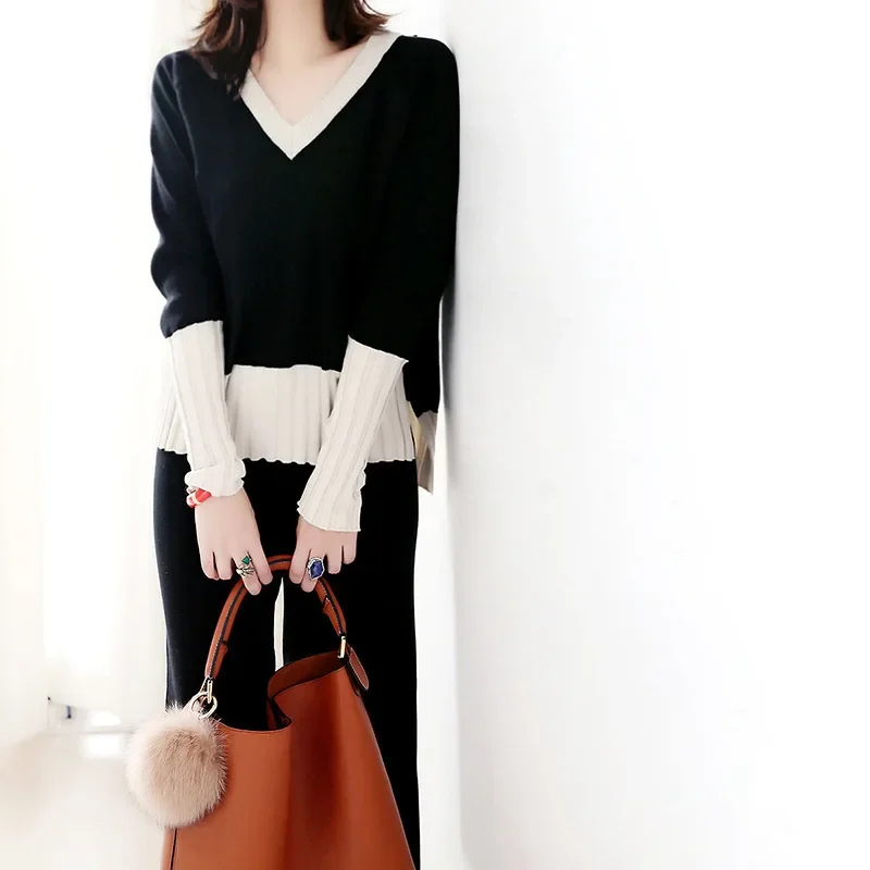 عارضة محبوك السراويل واسعة الساق مجموعة ضوء نمط الأمومة قطعتين الملابس النسائية العصرية هيبورن العصرية فرقة #3