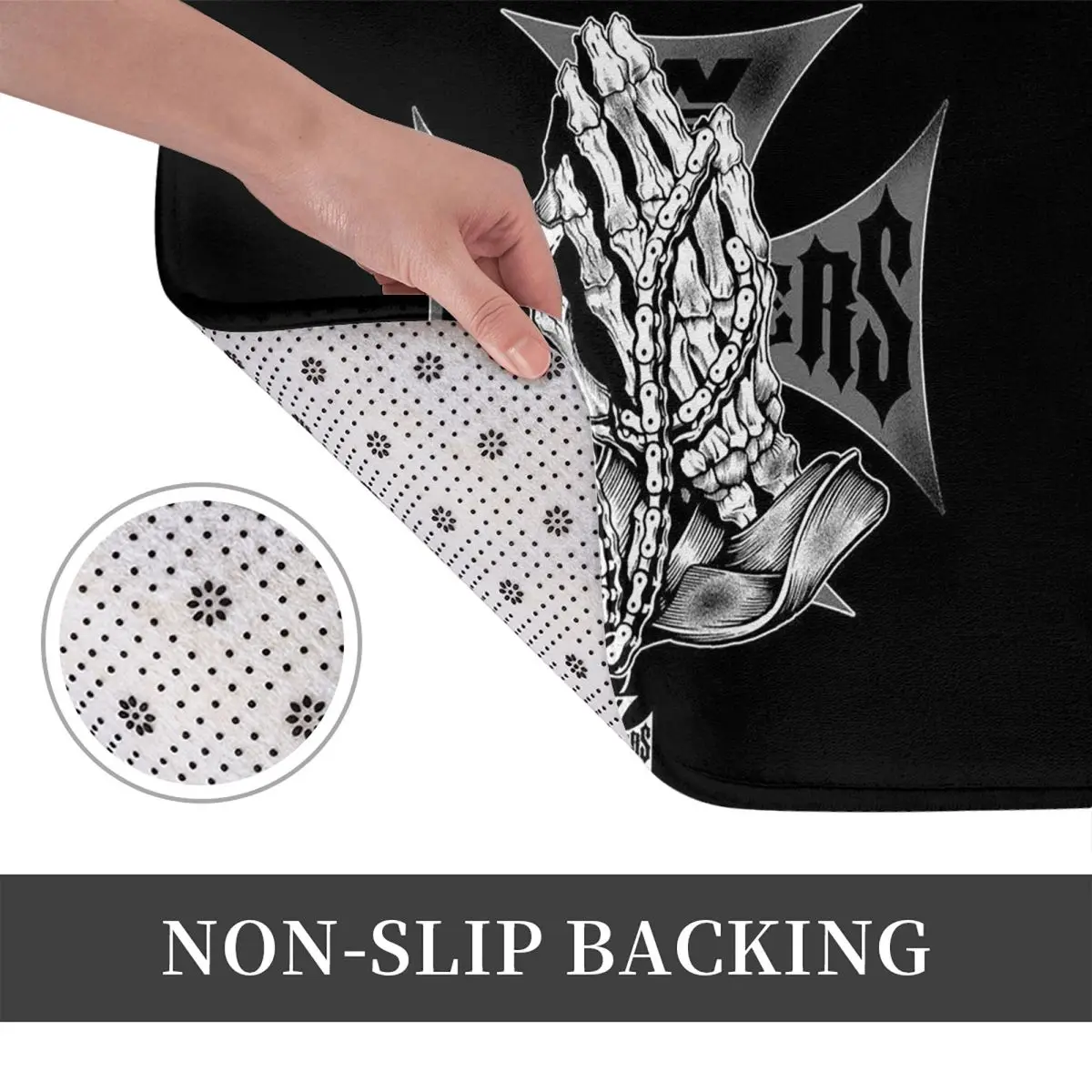West Coast Iron Cross Choppers Non-slip Doormat Floor Mat Washable Carpet Rug for Kitchen Entrance Home Bedroom Footpad Mats