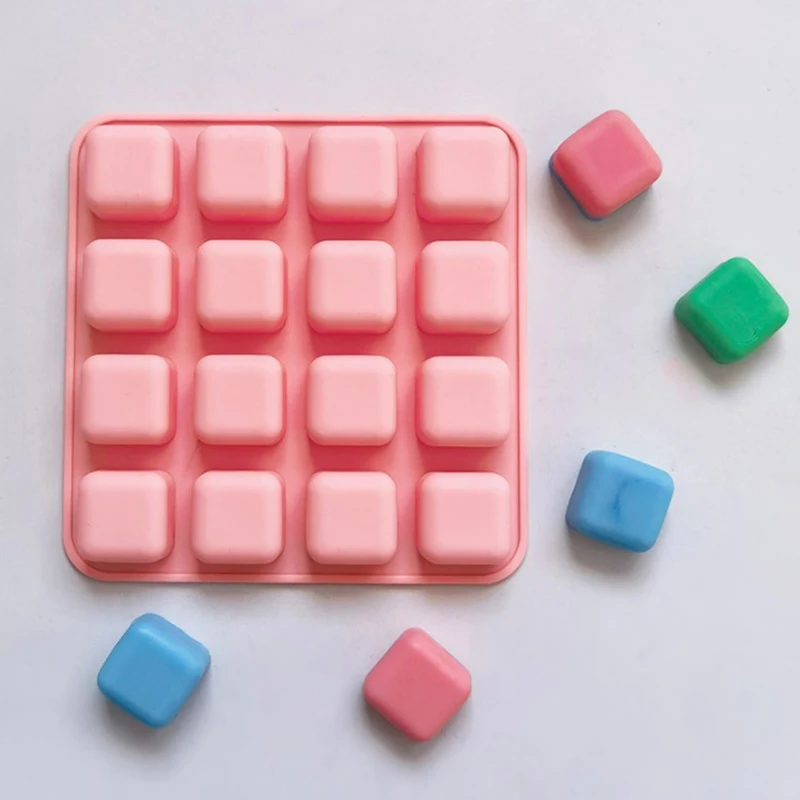 ● Molde de Silicona para Hornear Pasteles Cuadrados de 16 Cavidades, Molde para Gelatina, Trufas de Chocolate, Brownie, Pudín, Molde para Hacer Jabón, Herramientas de Decoración de Pasteles