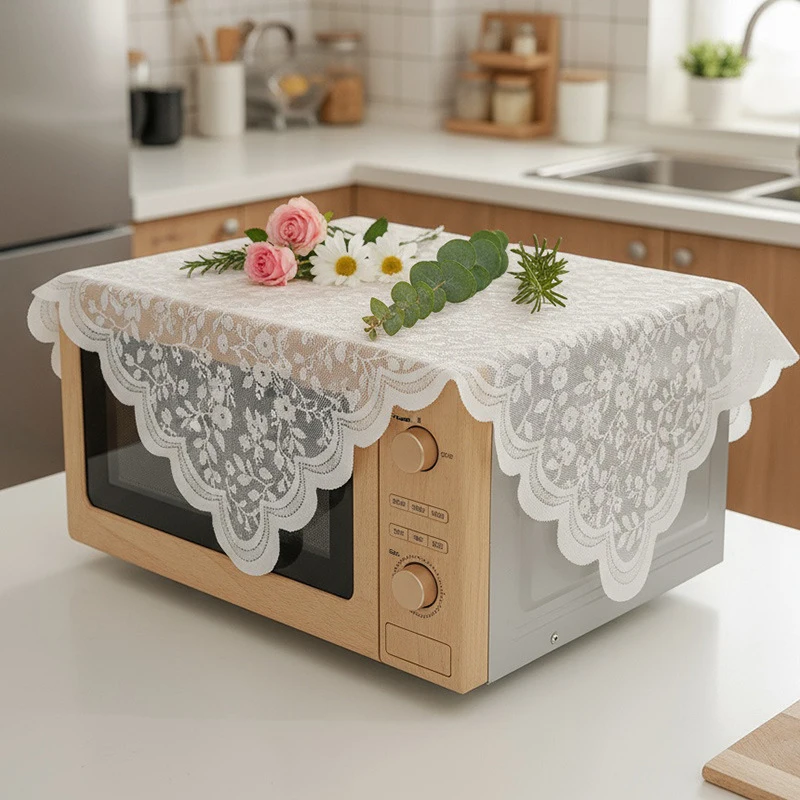 Lace microwave printer dust cover, bedside table household cover, universal simple cover cloth, coffee table cloth decoration
