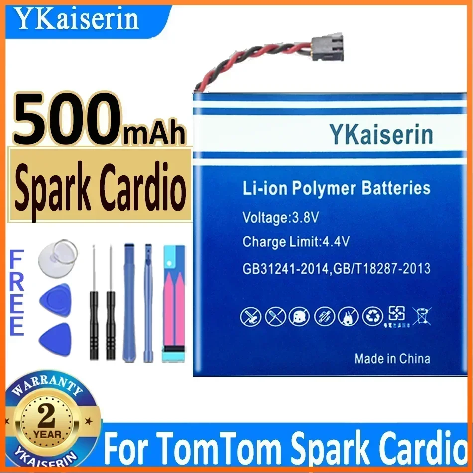 New 500mAh AHB332824HPS Battery For TomTom Spark Cardio + Music For TomTom Spark 3 Cardio GPS Watch Acumulator 2-wire Plug