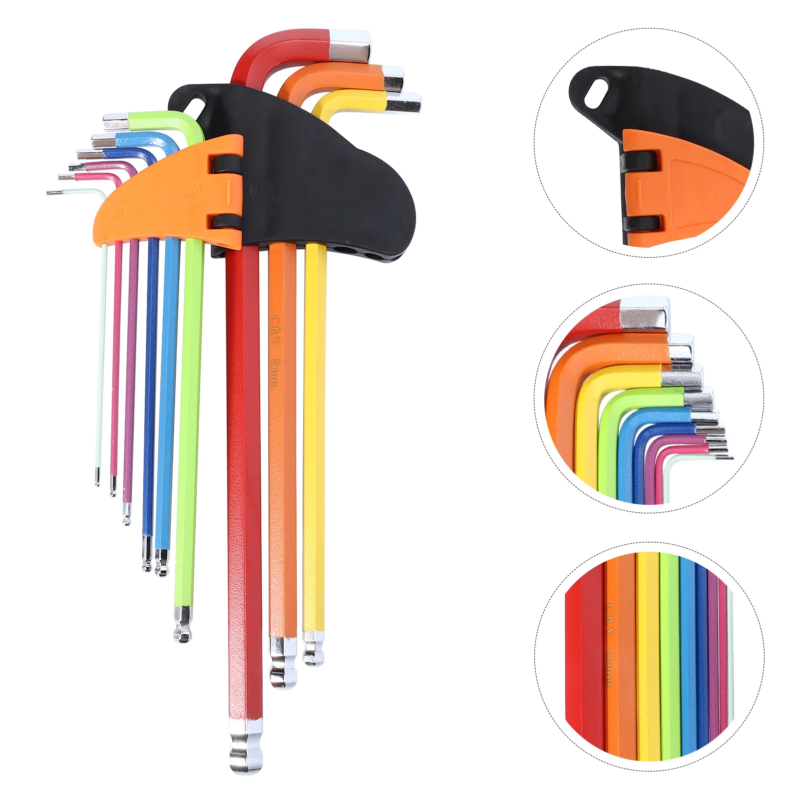 

9pcs Hexagon Wrench Set Colorful Steel Spanner Multifunction Tool High Hardness Anti Rust Design For Vehicle Maintenance