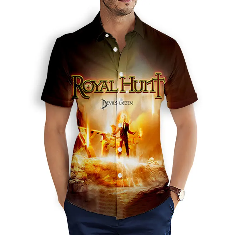 

Royal Hunt Band 3D Printed Fashion Casual Shirts Men's /Women's Short Sleeves Loose Breathable Hawaii Shirts
