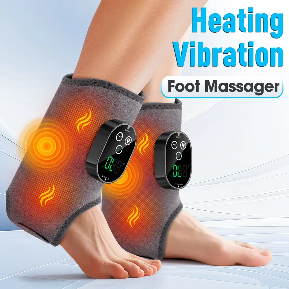 Heated Foot and Ankle Massager 6 Heat Levels 3 Vibration Modes Warm Sole Wrap 3000mAh Cordless Rechargeable