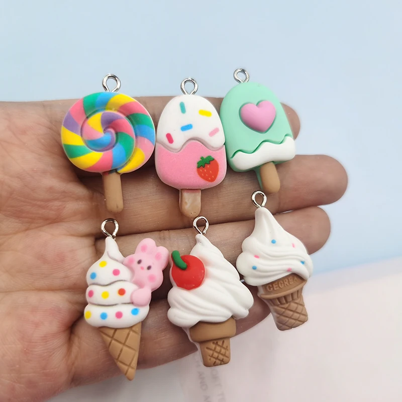 10pcs Charms Summer Candy Lollipop Ice Cream Pendant Craft Making Findings Handmade Jewelry DIY For Earrings Necklace C941