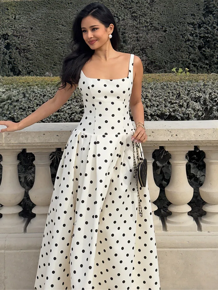 sachin and babi light blue dress Elegant Polka Dot Maxi Dress - Cream/combo main image 1