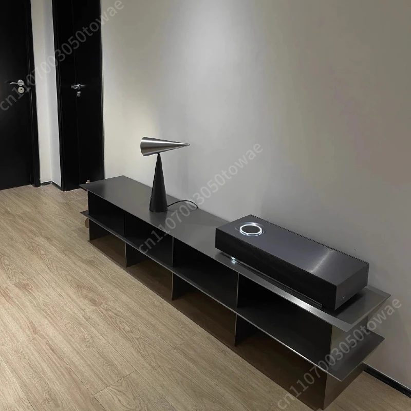 Modern Minimalist Stainless Steel Console Table, Customizable Open Shelf Metal Side Table for Living Room