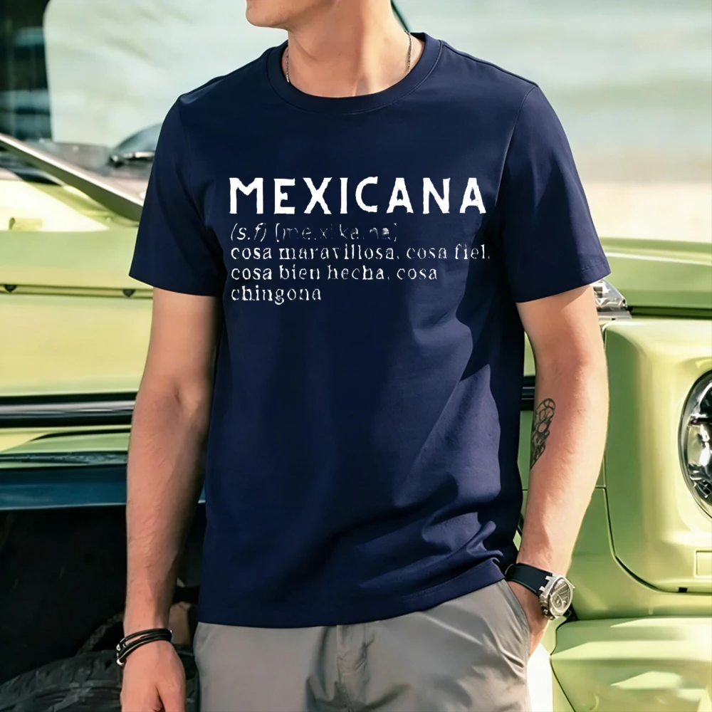 

Vintage Graphic T-Shirt "Mexican" for Women Short Sleeve Colorful of The Mexican Flag Casual Summer Clothing Fun Text Design