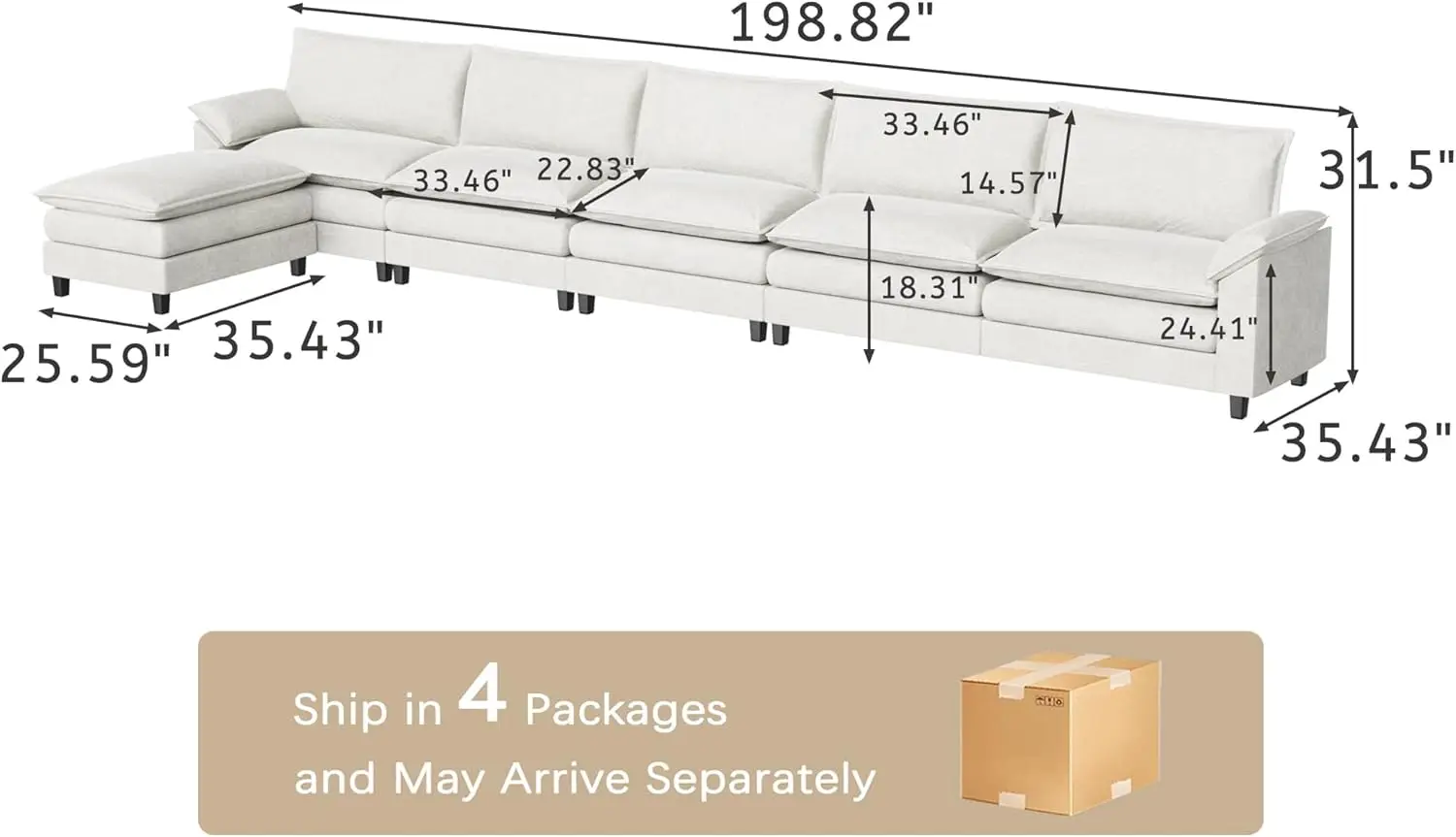 Sofá Modular seccional, sofá Reversible de tela, sofá en forma de nube con otomana, sofá seccional para sala de estar