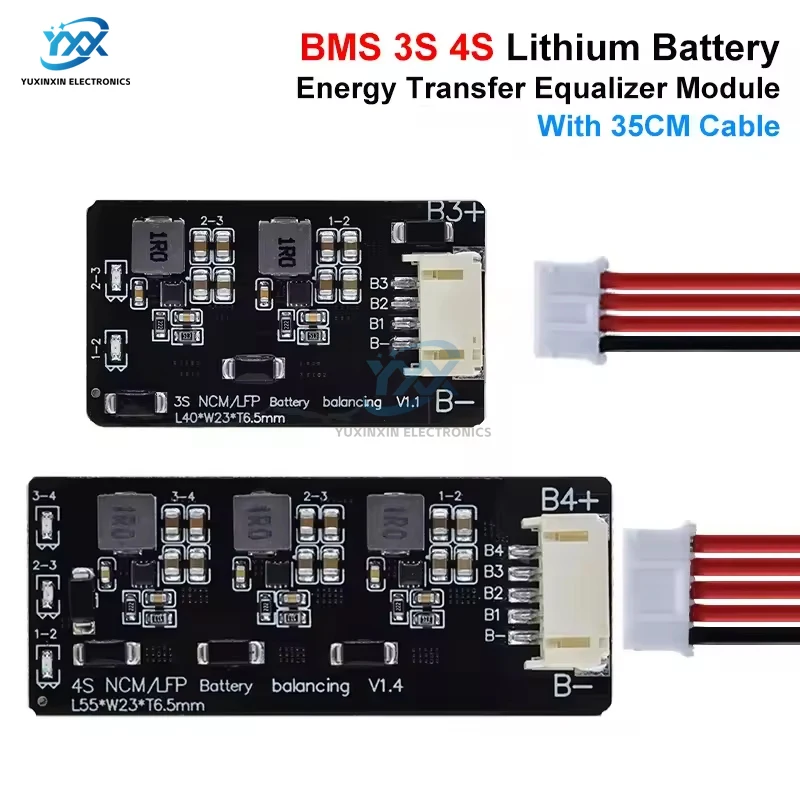 BMS 3S 4S لوحة الموازن النشط 1.2A نسخة حثي وحدة معادل نقل الطاقة لبطارية ليثيوم LiFePO4 LiPo Li-ion