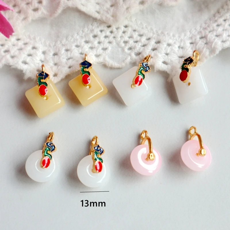 20PCS Mixed Transparent Glass Alloy Pendant Flower Lucky Talisman Glass Charms DIY Necklace Bracelet Earings Keychain Accessory