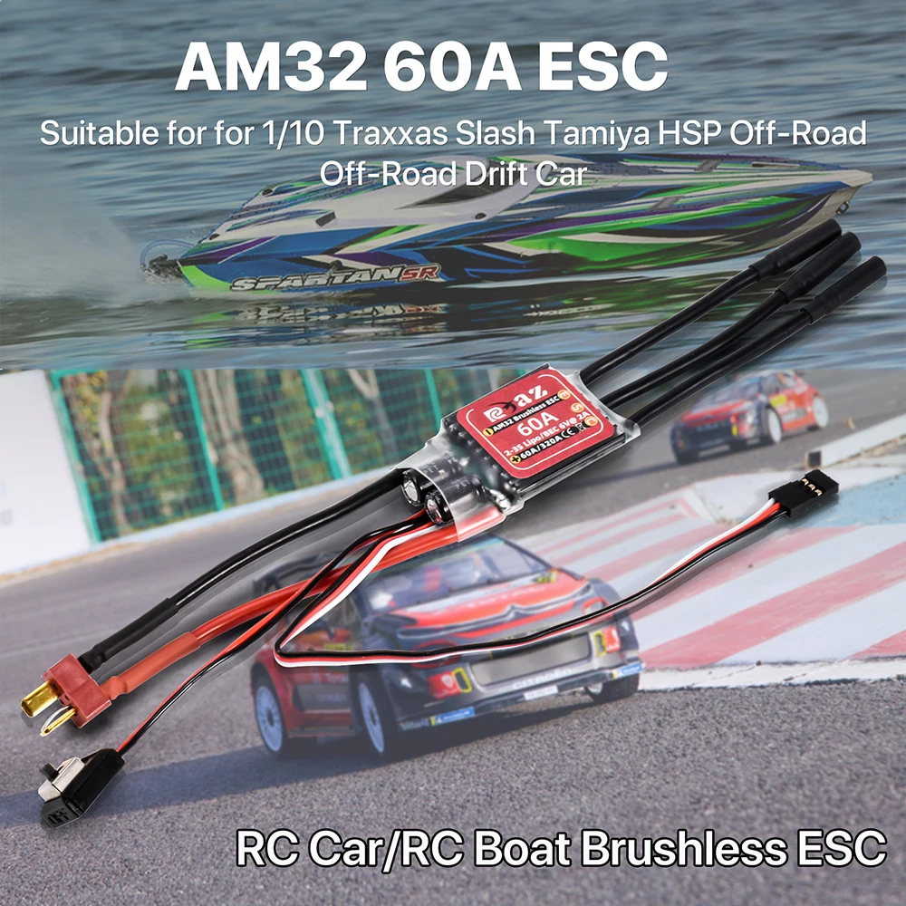 9IMOD AM32 60A Brushless ESC 2-3S 6V/2A For 2847/540/3650 Brushless Motors For 1/10 Traxxas Slash Tamiya HSP Remote Control Car