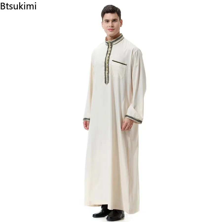 Robes longues arabes pour hommes, vêtements islamiques du moyen-orient, robe musulmane, Abaya arabe, Thobe, Jubba, Dubaï, Arabie saoudite, solide, nouveau