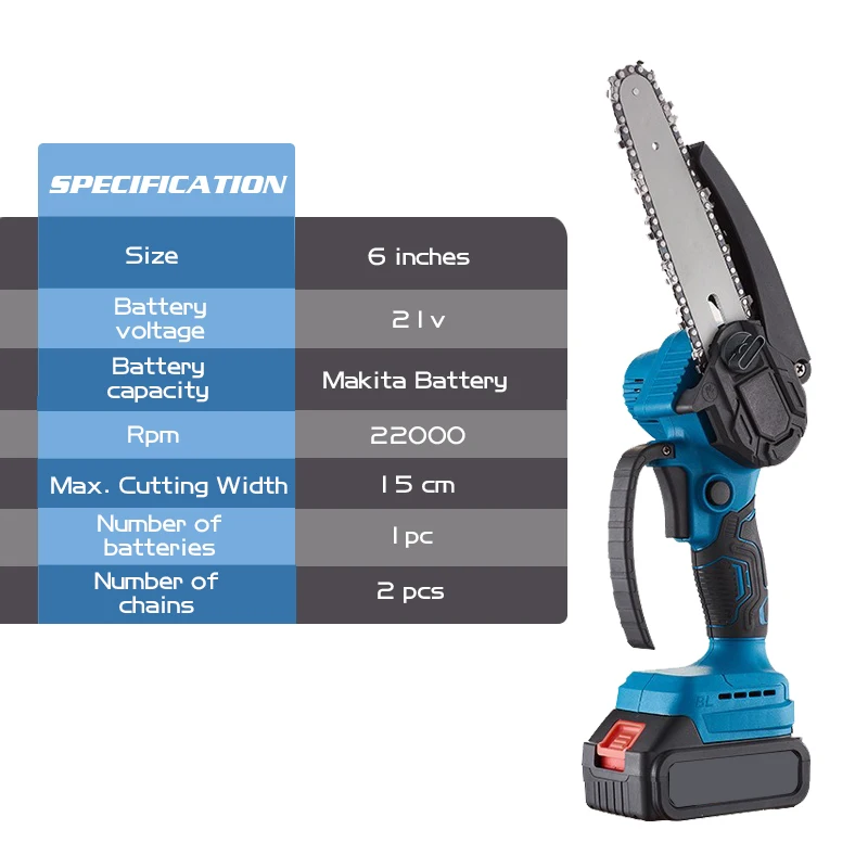 6-Inch Mini Chainsaw Powerful Cordless Rechargeable Handheld Small Electric Saw Power Tool For Makita