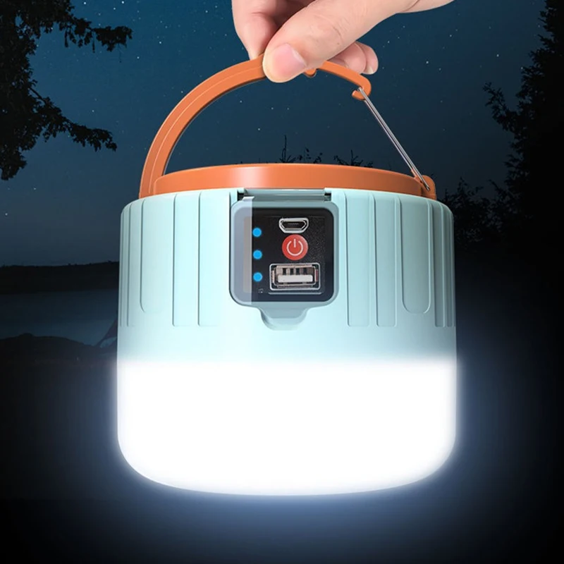 Outdoor LED Solar Lamp USB Rechargeable Camping Lantern Emergency Repairing Light with Remote Control Super Bright Night Bulb