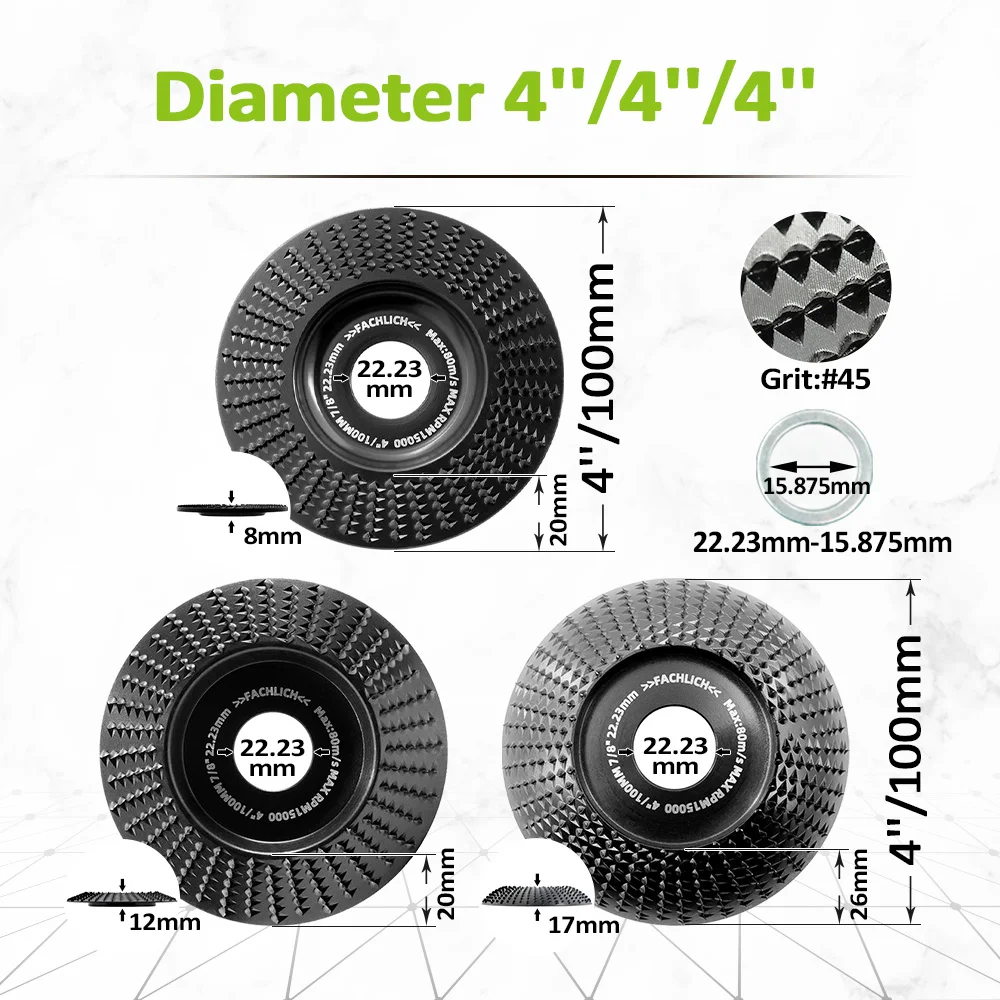 Imagem -05 - Fachlich Madeira Moagem Roda Cup Milling Disc Carving Perfil Plain Bevel Bowl Ferramenta Abrasiva Angle Grinder 1pc