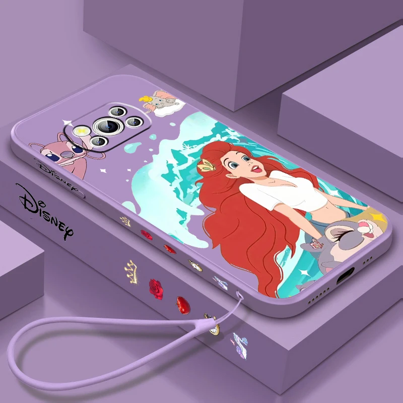 

Disney Princess Deluxe Liquid Left Rope For Xiaomi Mi Poco X6 X5 X4 X3 M6 M5 M5S M4 M3 F5 F4 F3 Pro 5G Soft Phone Case