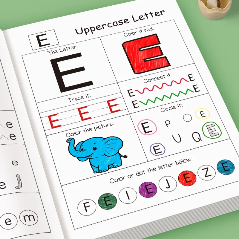 48 Pages, A-Z Alphabet Exercise Book, Writing Practice, Creative Coloring Adventure Drawing Book, English Homework Copybook