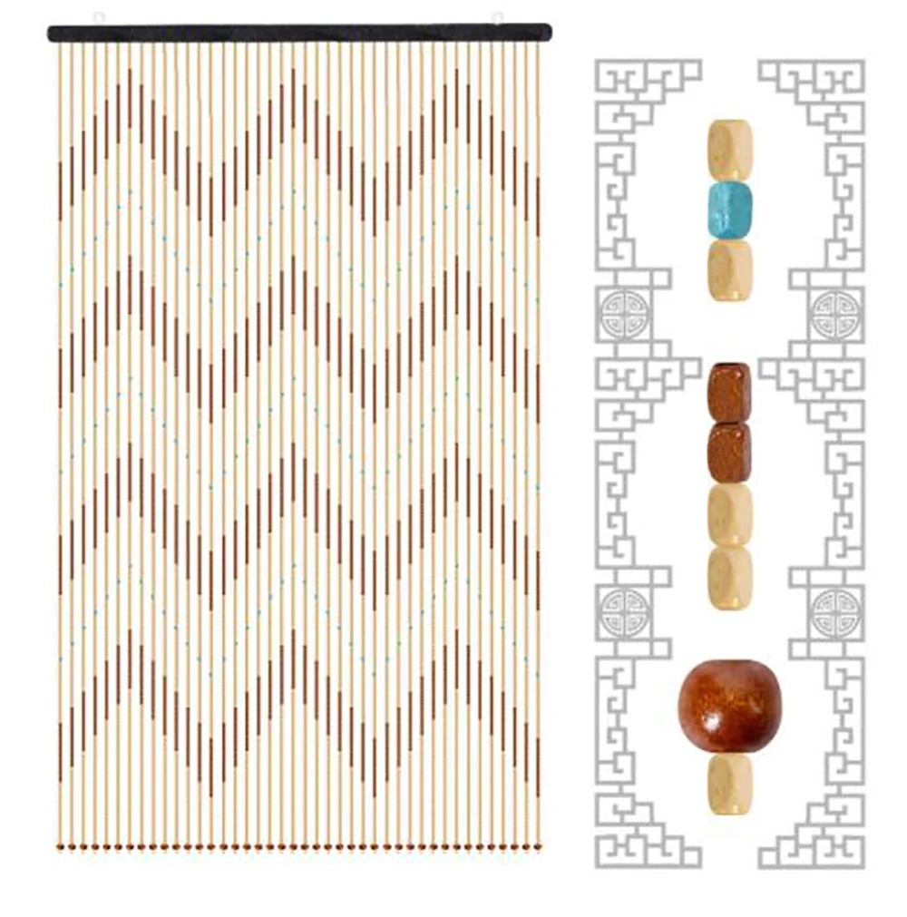 Home Decor Door Curtain Handmade Bamboo Beaded for Living Room Bedroom Bathroom Partition Fringe Hanging Curtains Wave Dense