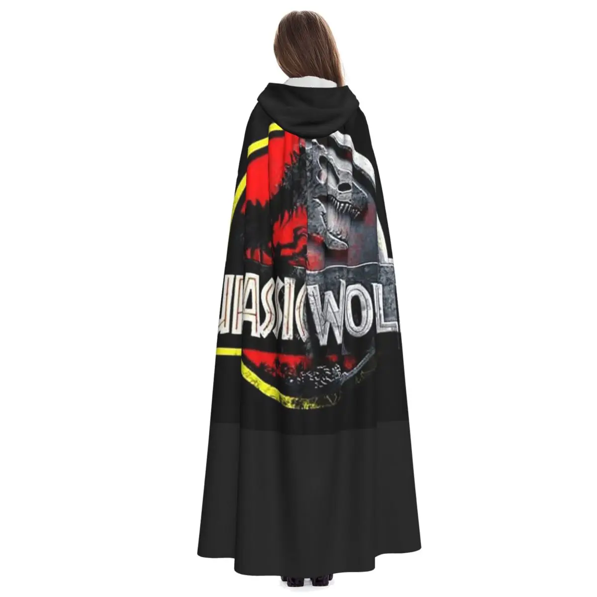 العالم الجوراسي عباءة طويلة مقنعين الساحرة القرون الوسطى زي تأثيري كيب هالوين مصاص دماء الكبار للجنسين