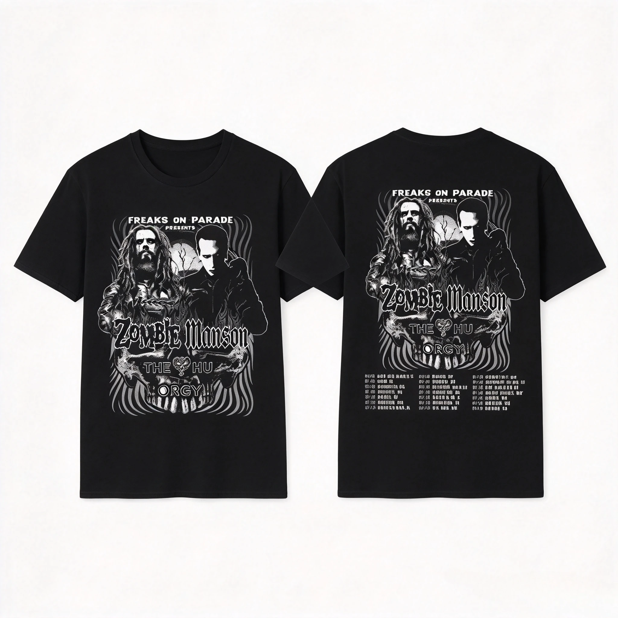 Zombie Manson Freaks on Parade 2026 Tour Shirt Unisex Round Neck Short Sleeve Shock Rock Concert Fan Casual Graphic Tee