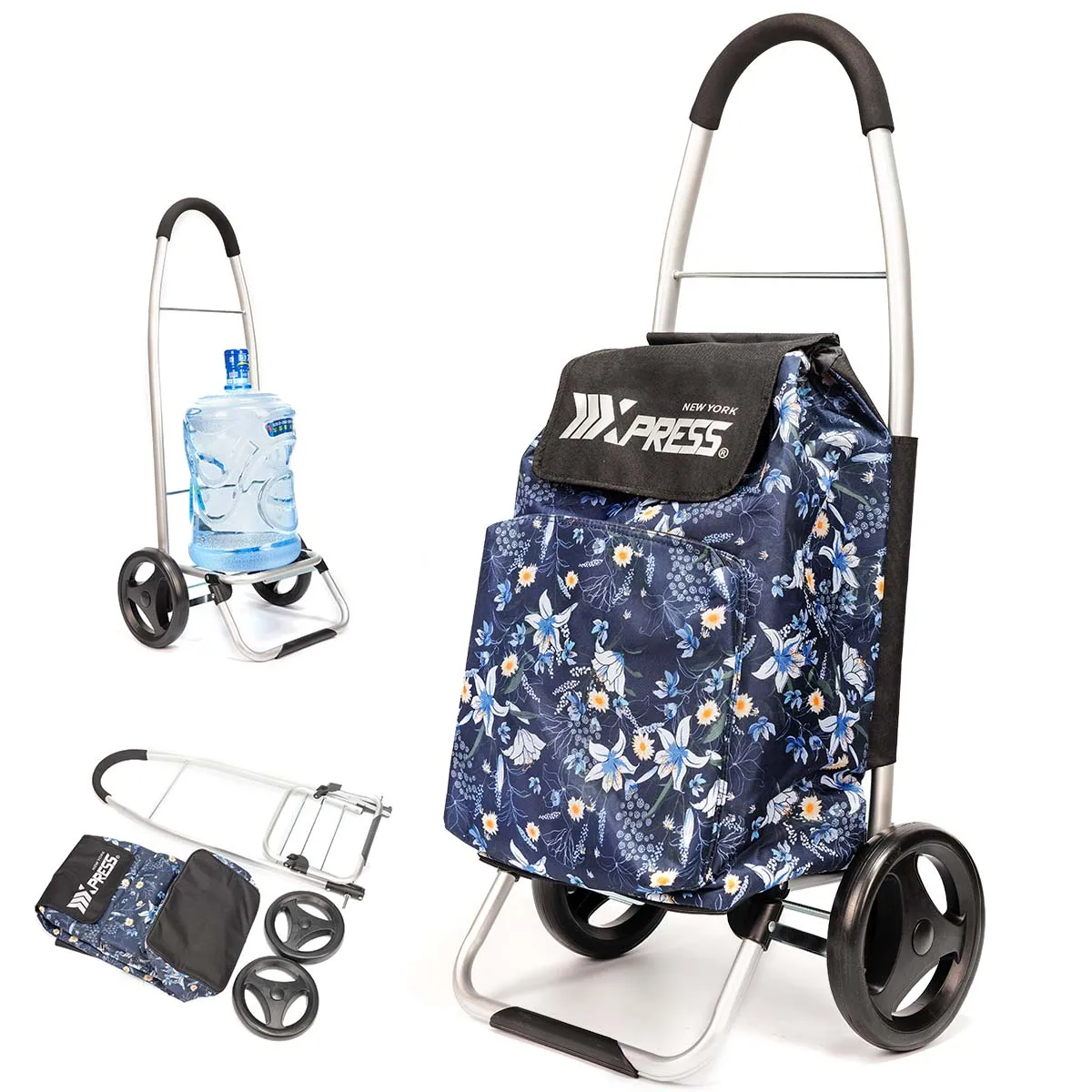 

Grocery Shopping Trolley Lightweight Portable Household Folding Shopping Cart with Wheels Easy Storage Shopping Garden Outdoor