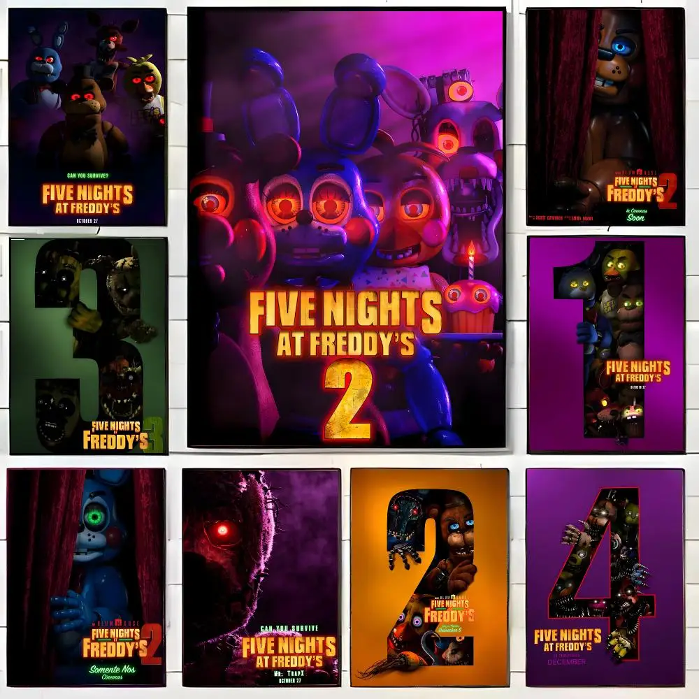 Anime F-Five Nights At Freddy's Poster HD Self-Adhesive Wall Decals For Living Room & Bedroom Home Decor Gift