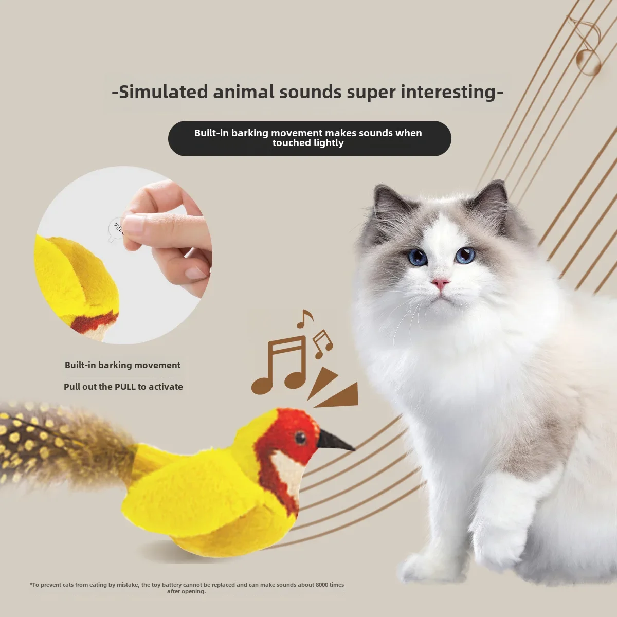 Cross-border new cat toy screaming bird artificial cat toy bird screaming sound device cat mint toy funny cat stick